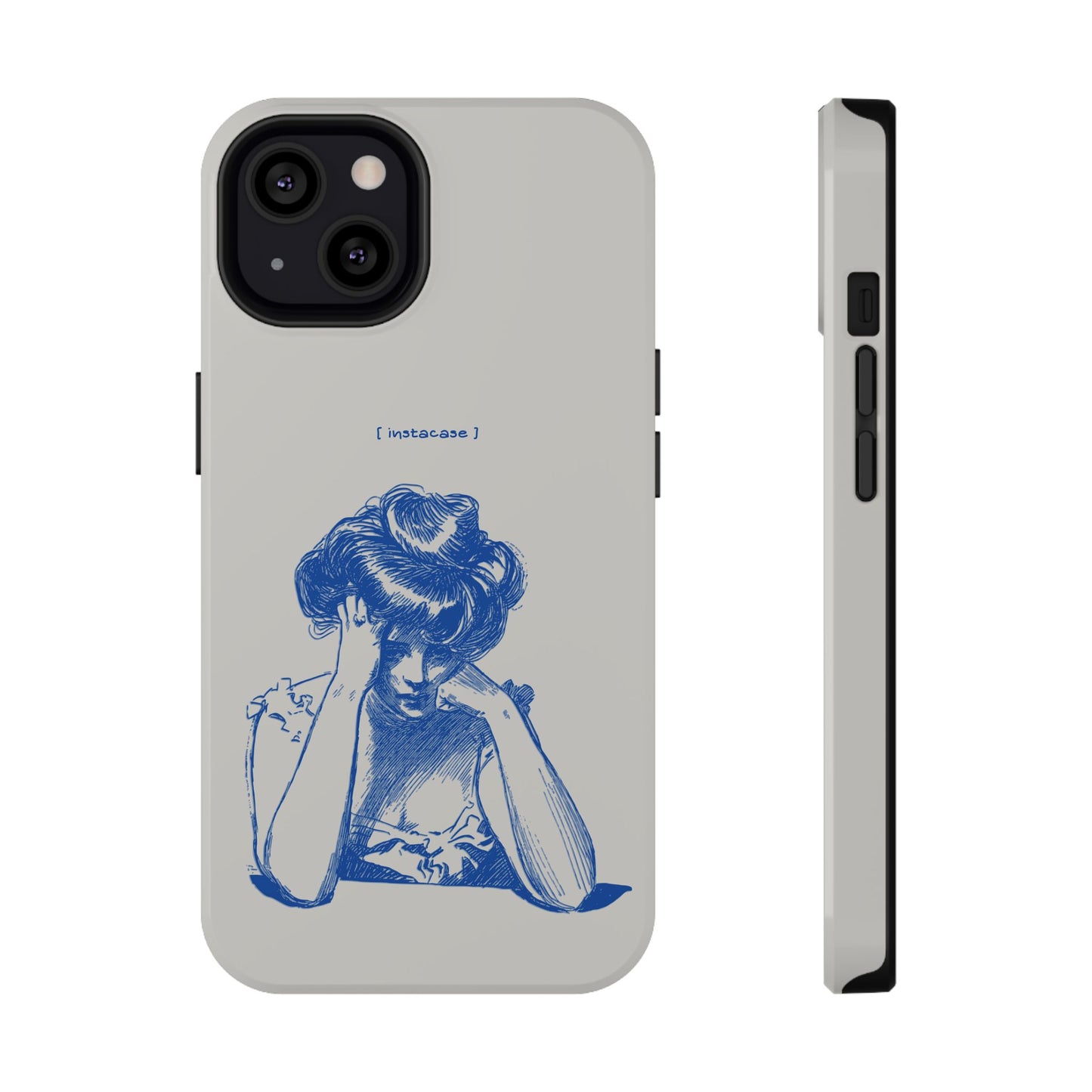 Melancholy Muse Line Art Phone Case – MagSafe Compatible for iPhone & Samsung Galaxy