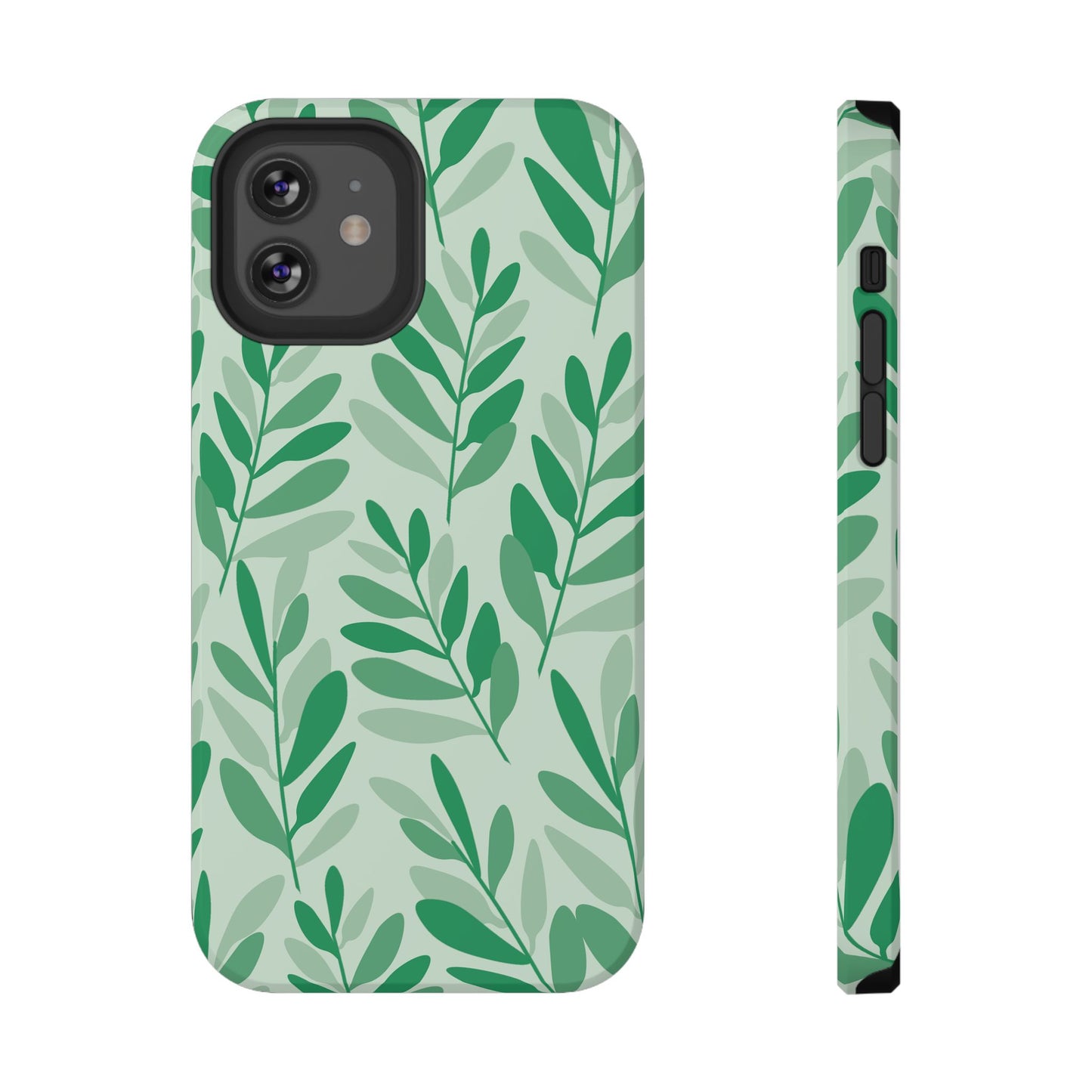 Green Leaf Pattern Phone Case – MagSafe Compatible for iPhone & Samsung Galaxy