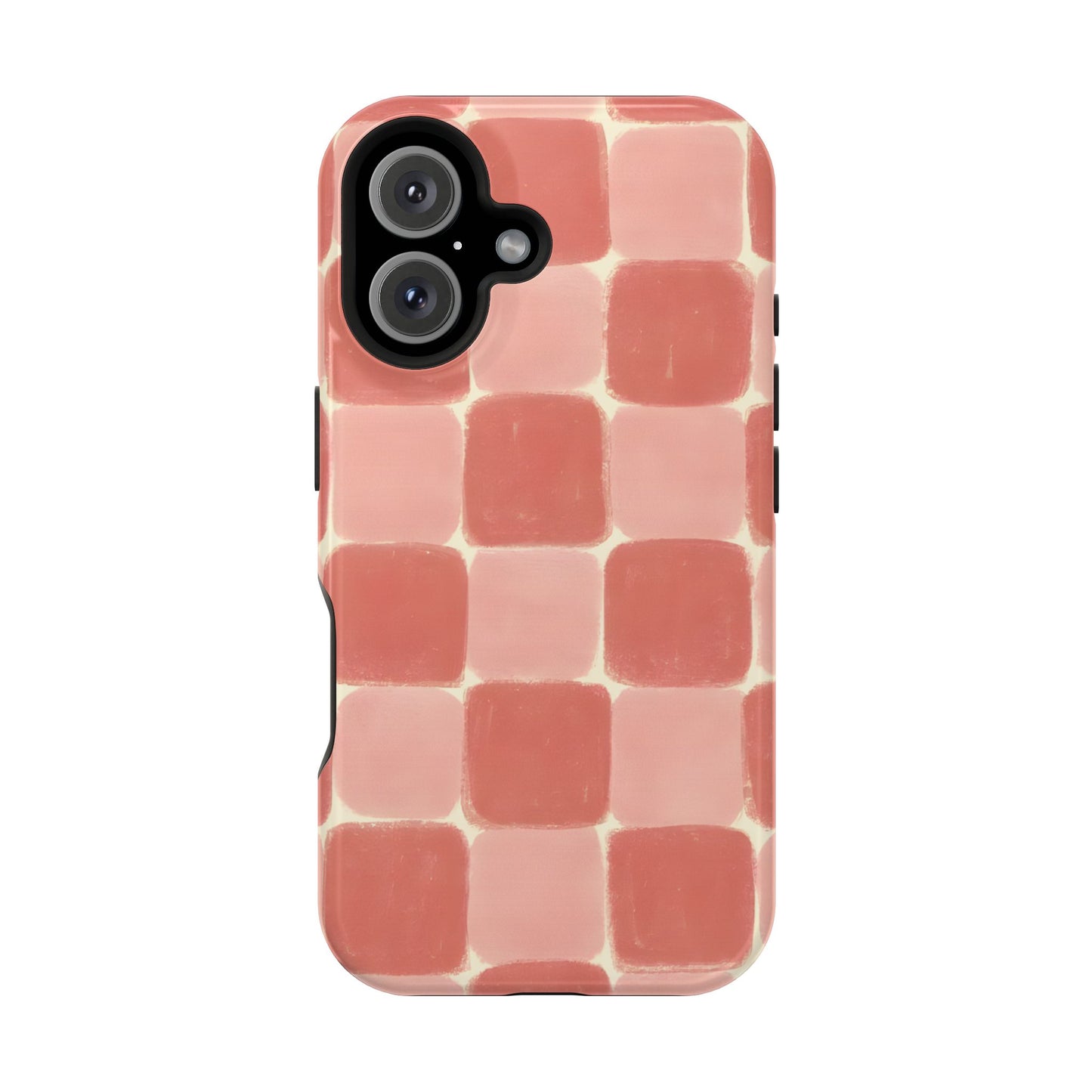 Blush Pink Checkerboard Phone Case – MagSafe Compatible for iPhone & Samsung Galaxy