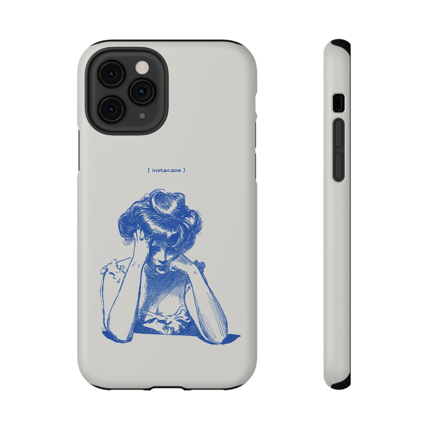 Melancholy Muse Line Art Phone Case – MagSafe Compatible for iPhone & Samsung Galaxy