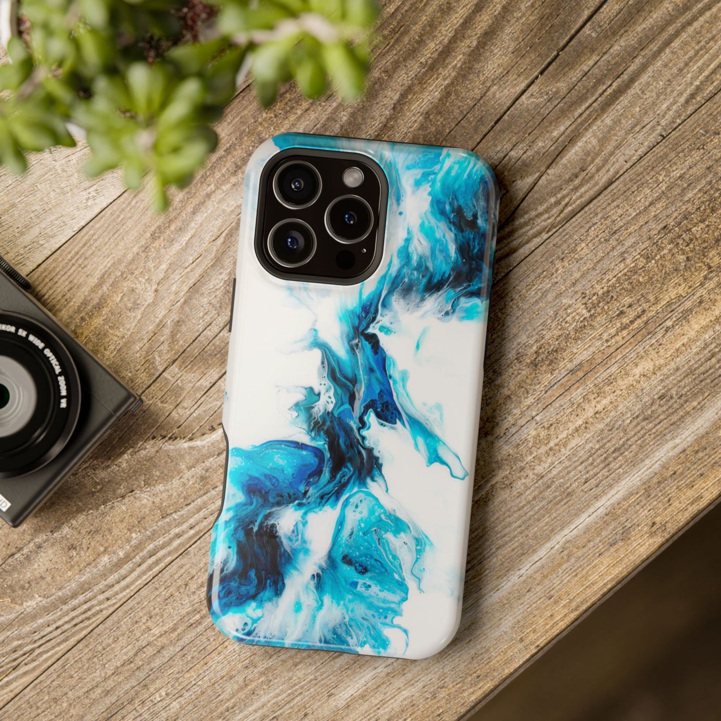 Electric Blue Splash Marble Phone Case – MagSafe Compatible for iPhone & Samsung Galaxy