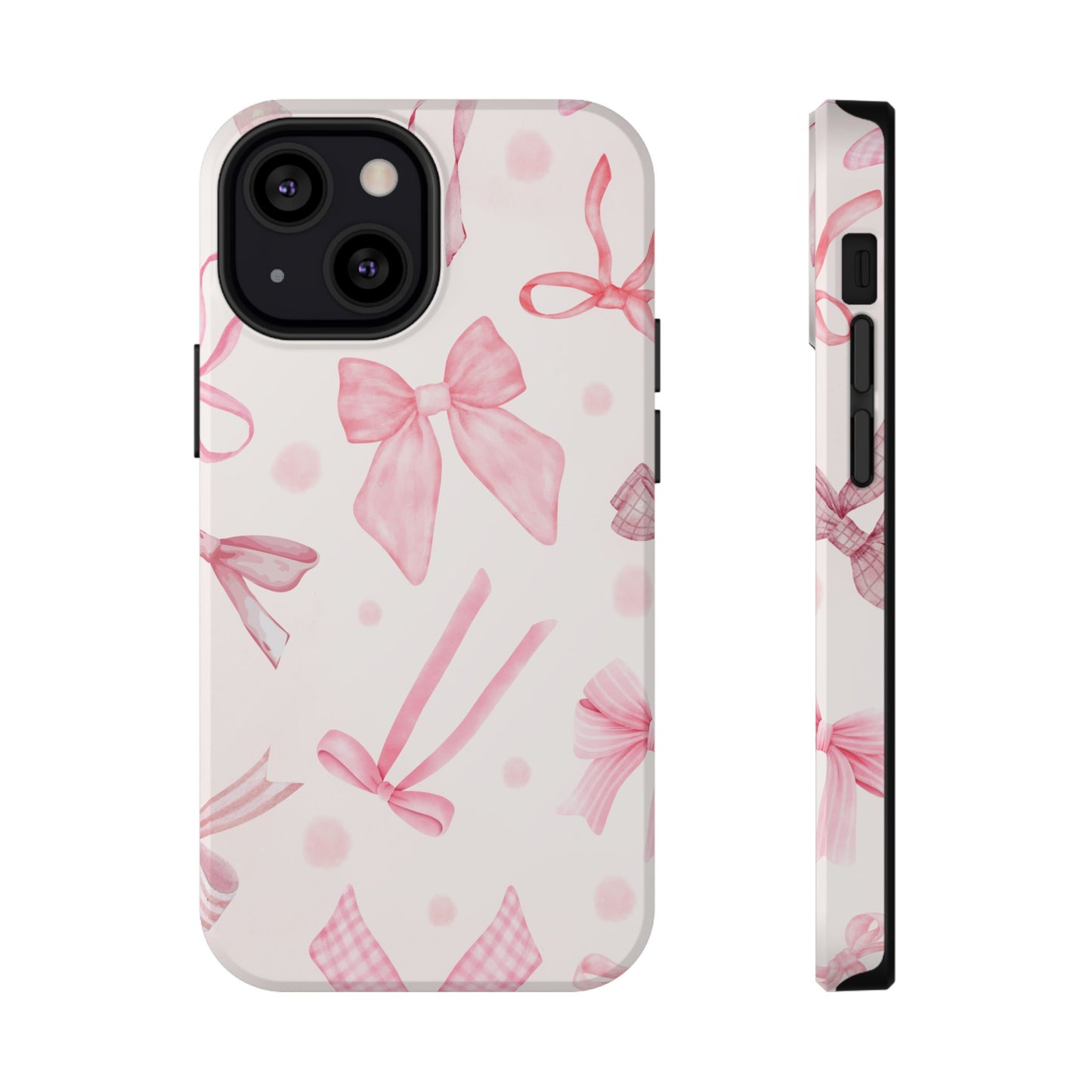 Sweet Pink Bow Coquette Pattern Phone Case – MagSafe Compatible for iPhone & Samsung Galaxy