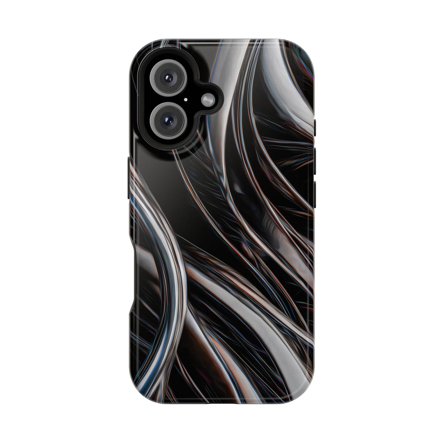 Black Metallic Streaks Phone Case – MagSafe Compatible for iPhone & Samsung Galaxy