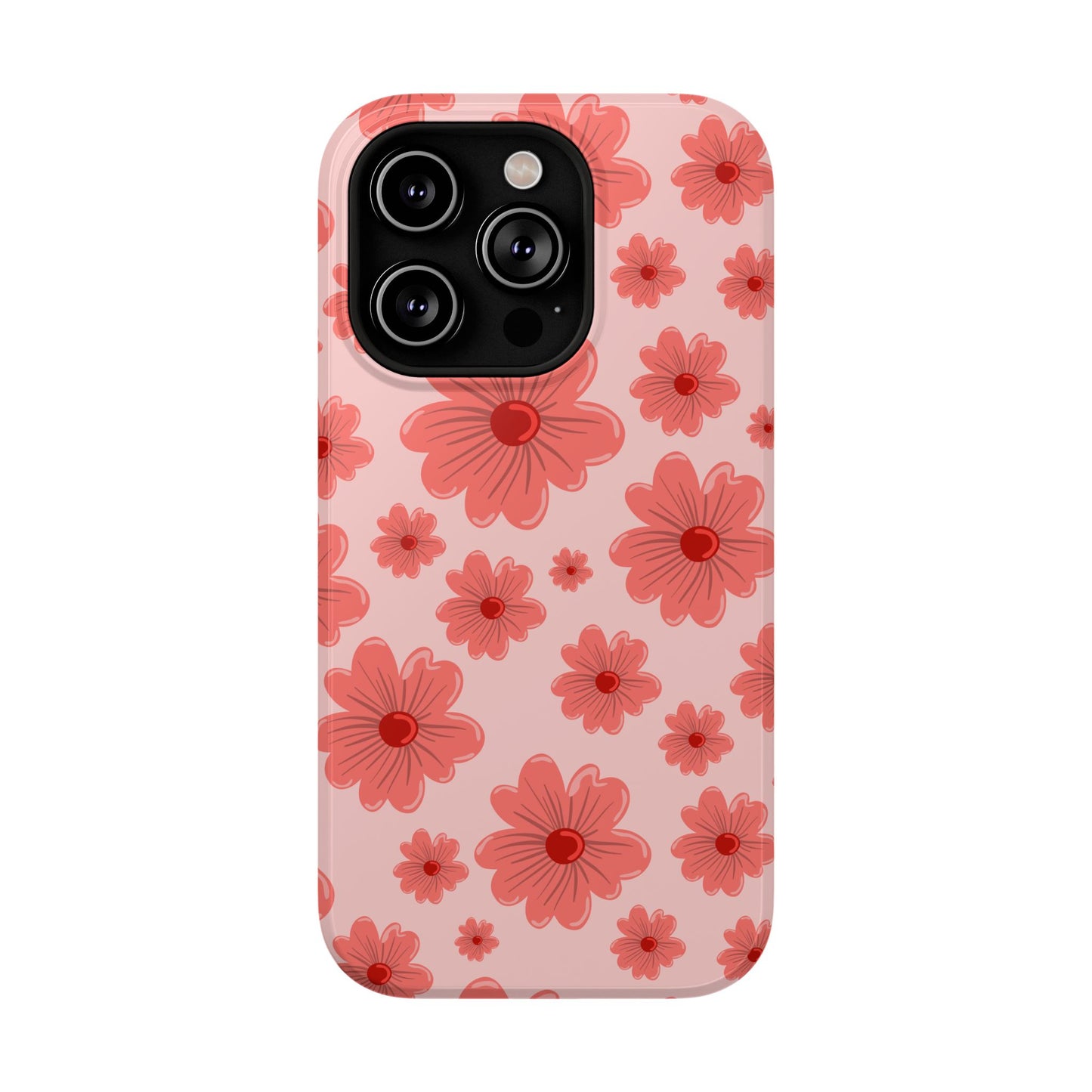 Blush Red Floral Phone Case – MagSafe Compatible for iPhone & Samsung Galaxy