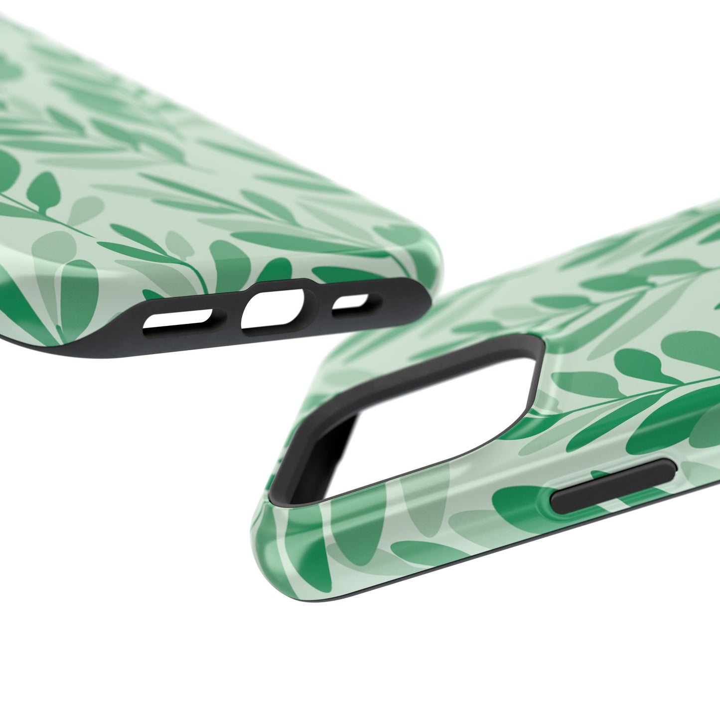 Green Leaf Pattern Phone Case – MagSafe Compatible for iPhone & Samsung Galaxy