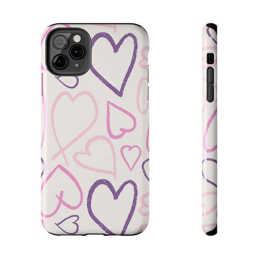 Cute Aesthetic Pink Heart Sketch for iPhone 11-16 All Sizes