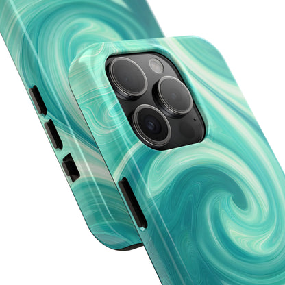 Turquoise Abstract Swirls Tough iPhone Case - iPhone 15-11 All Sizes