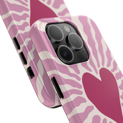 Cute Pink Heart Graphic Phone Case - iPhone 11-15 All Sizes