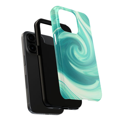 Turquoise Abstract Swirls Tough iPhone Case - iPhone 15-11 All Sizes