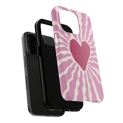 Cute Pink Heart Graphic Phone Case - iPhone 11-15 All Sizes