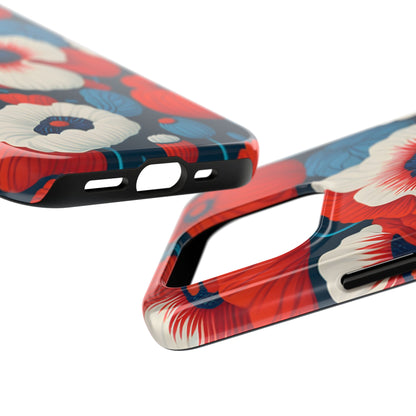 Cute Red And Blue Flower iPhone Case for iPhone 11-15 All Sizes