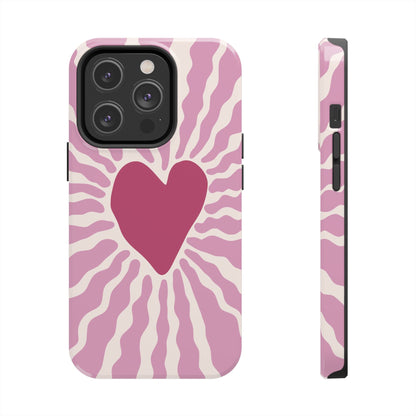 Cute Pink Heart Graphic Phone Case - iPhone 11-15 All Sizes