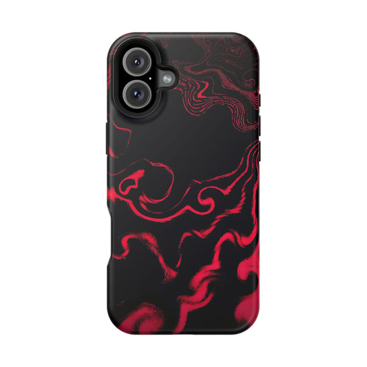 Crimson Smoke Abstract Phone Case – MagSafe Compatible for iPhone & Samsung Galaxy
