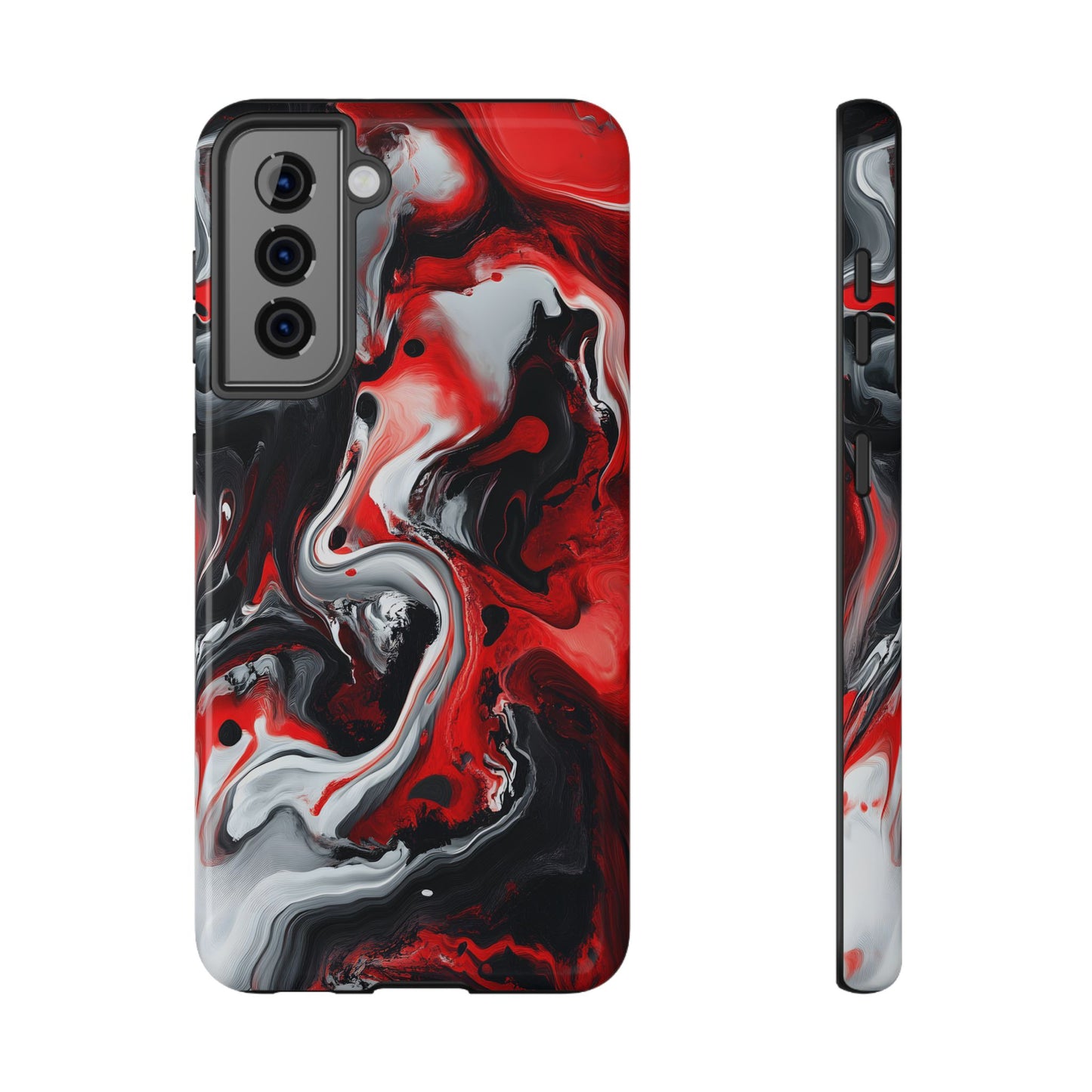 Crimson Chaos Abstract Swirl Phone Case – MagSafe Compatible for iPhone & Samsung Galaxy