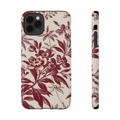 Vintage Maroon Botanical Sketch Phone Case – MagSafe Compatible for iPhone & Samsung Galaxy