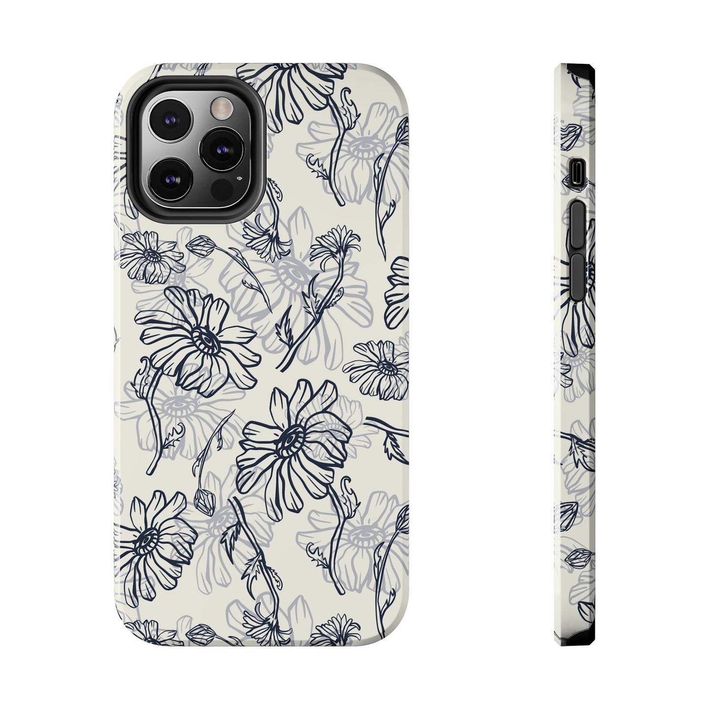 Artsy Flower Drawing Sketch iPhone 11-15 Case - Minimal Phone Case