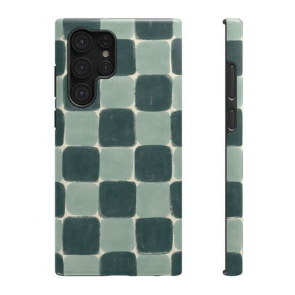 Green Checkerboard Retro Phone Case – MagSafe Compatible for iPhone & Samsung Galaxy