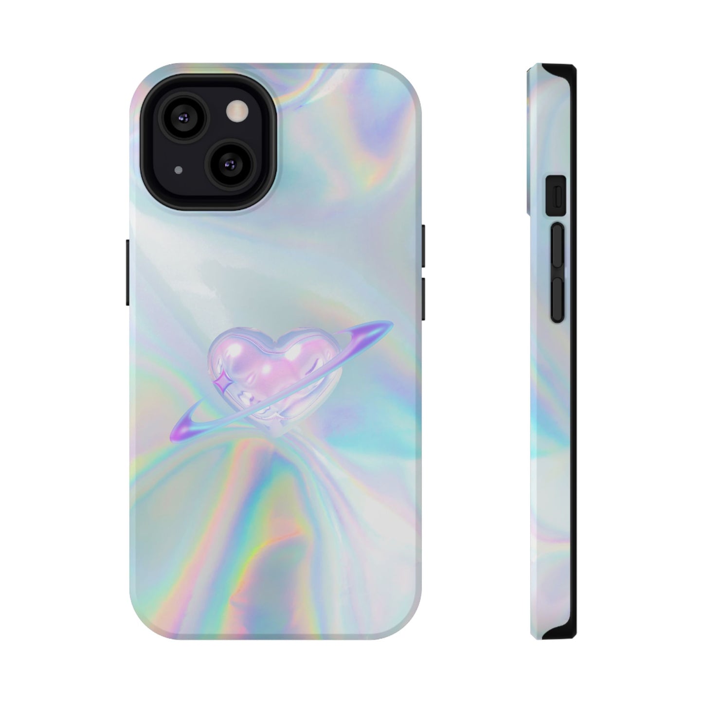 Holographic Heart Galaxy Phone Case – MagSafe Compatible for iPhone & Samsung Galaxy