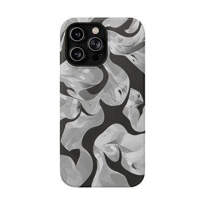 Abstract Monochrome Swirl Phone Case – MagSafe Compatible for iPhone & Samsung Galaxy