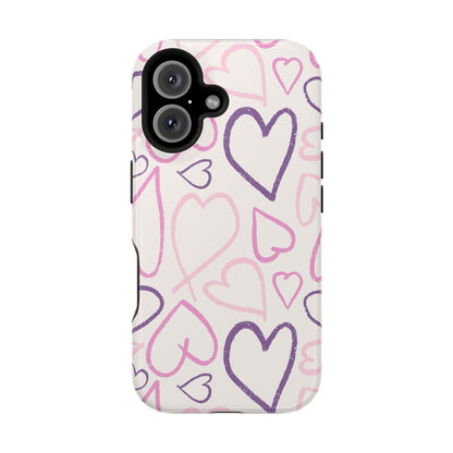 Cute Aesthetic Pink Heart Sketch for iPhone 11-16 All Sizes