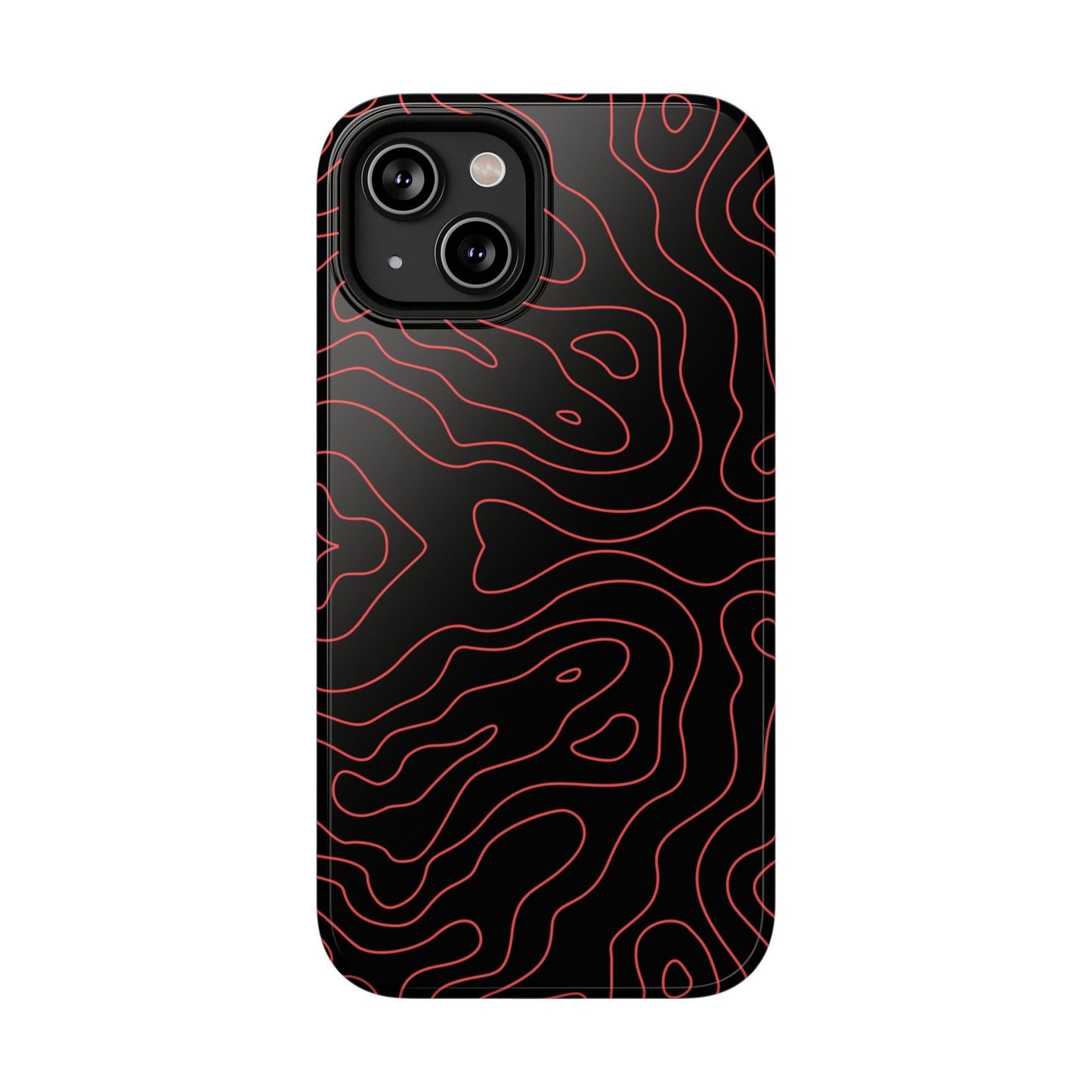 Topographic Lines Black & Red Phone Case – MagSafe Compatible for iPhone & Samsung Galaxy