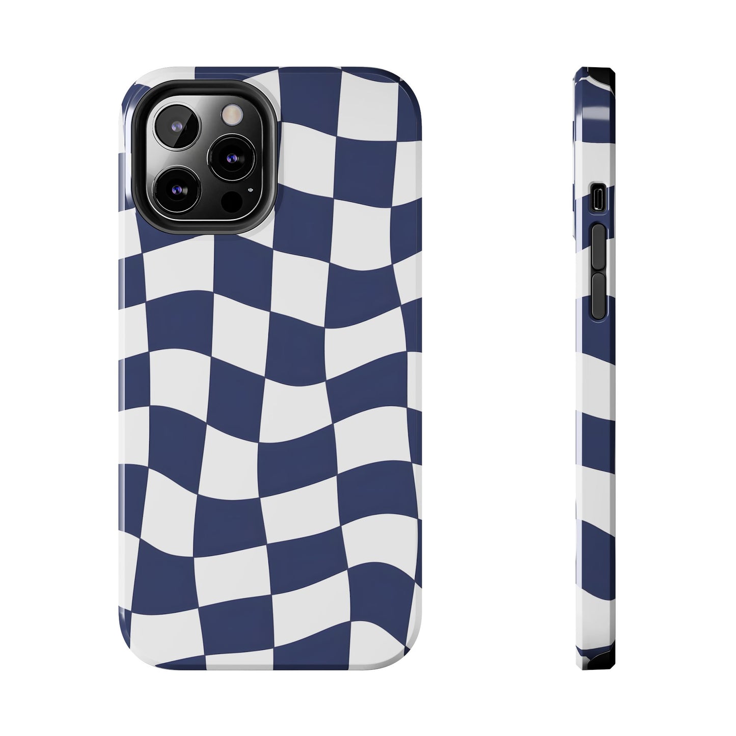 Blue Checkered Tough Phone Case - iPhone 15-11 All Sizes