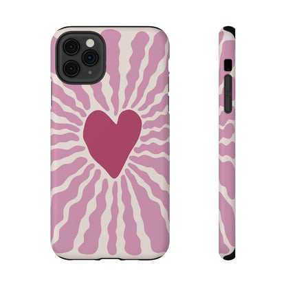 Retro Radiant Heart Phone Case – MagSafe Compatible for iPhone & Samsung Galaxy