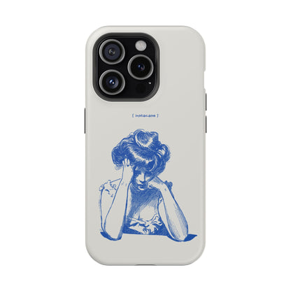 Melancholy Muse Line Art Phone Case – MagSafe Compatible for iPhone & Samsung Galaxy