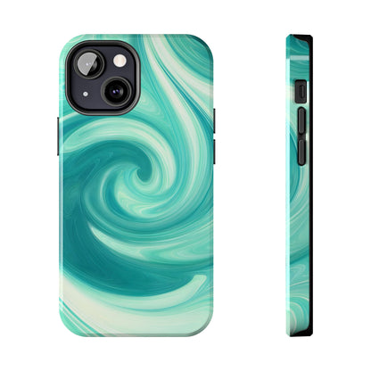 Turquoise Abstract Swirls Tough iPhone Case - iPhone 15-11 All Sizes