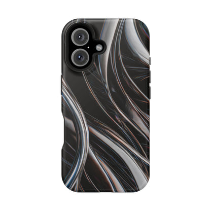 Black Metallic Streaks Phone Case – MagSafe Compatible for iPhone & Samsung Galaxy