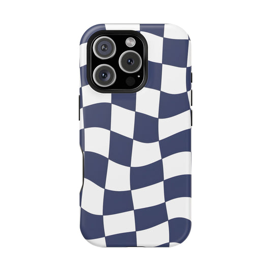 Wavy Checkerboard Phone Case – MagSafe Compatible for iPhone & Samsung Galaxy
