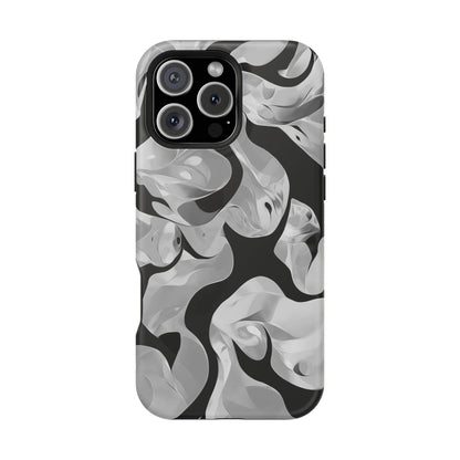 Abstract Monochrome Swirl Phone Case – MagSafe Compatible for iPhone & Samsung Galaxy