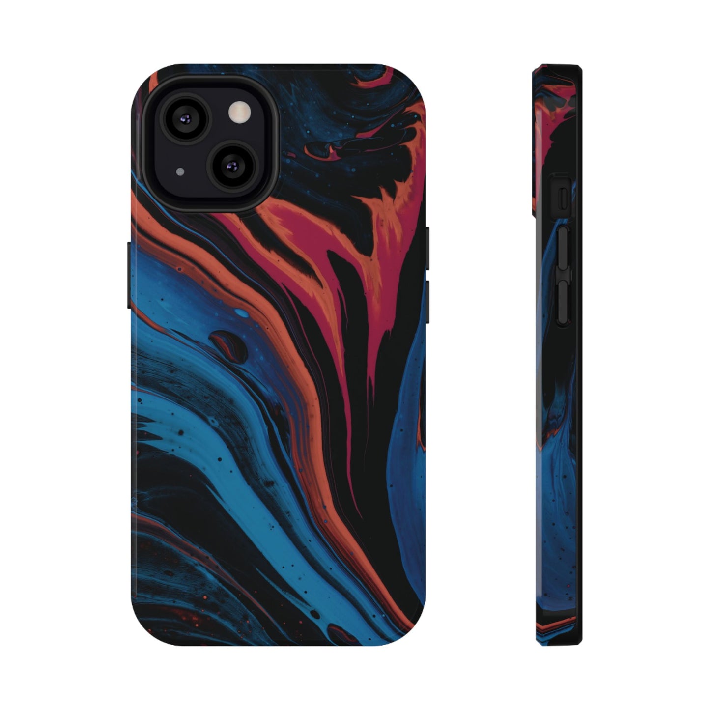 Crimson & Cobalt Fusion Marble Phone Case – MagSafe Compatible for iPhone & Samsung Galaxy