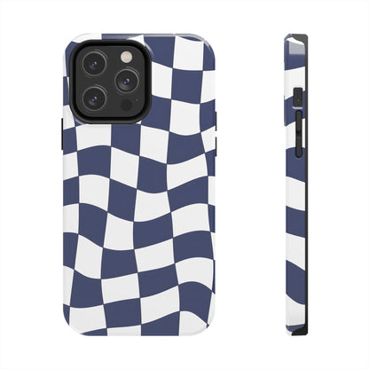 Blue Checkered Tough Phone Case - iPhone 15-11 All Sizes