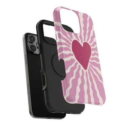 Retro Radiant Heart Phone Case – MagSafe Compatible for iPhone & Samsung Galaxy