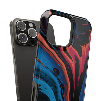 Crimson & Cobalt Fusion Marble Phone Case – MagSafe Compatible for iPhone & Samsung Galaxy