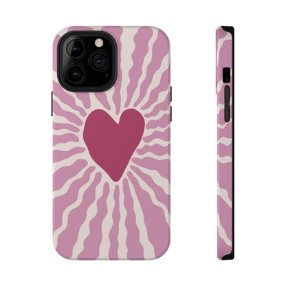 Retro Radiant Heart Phone Case – MagSafe Compatible for iPhone & Samsung Galaxy