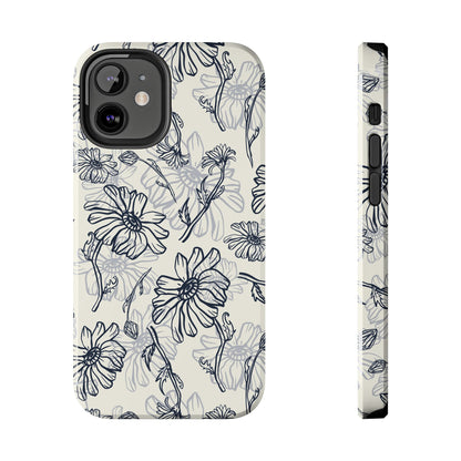 Artsy Flower Drawing Sketch iPhone 11-15 Case - Minimal Phone Case