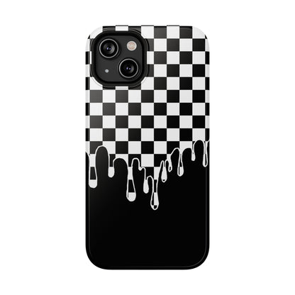 Dripping Checkerboard Phone Case – MagSafe Compatible for iPhone & Samsung Galaxy
