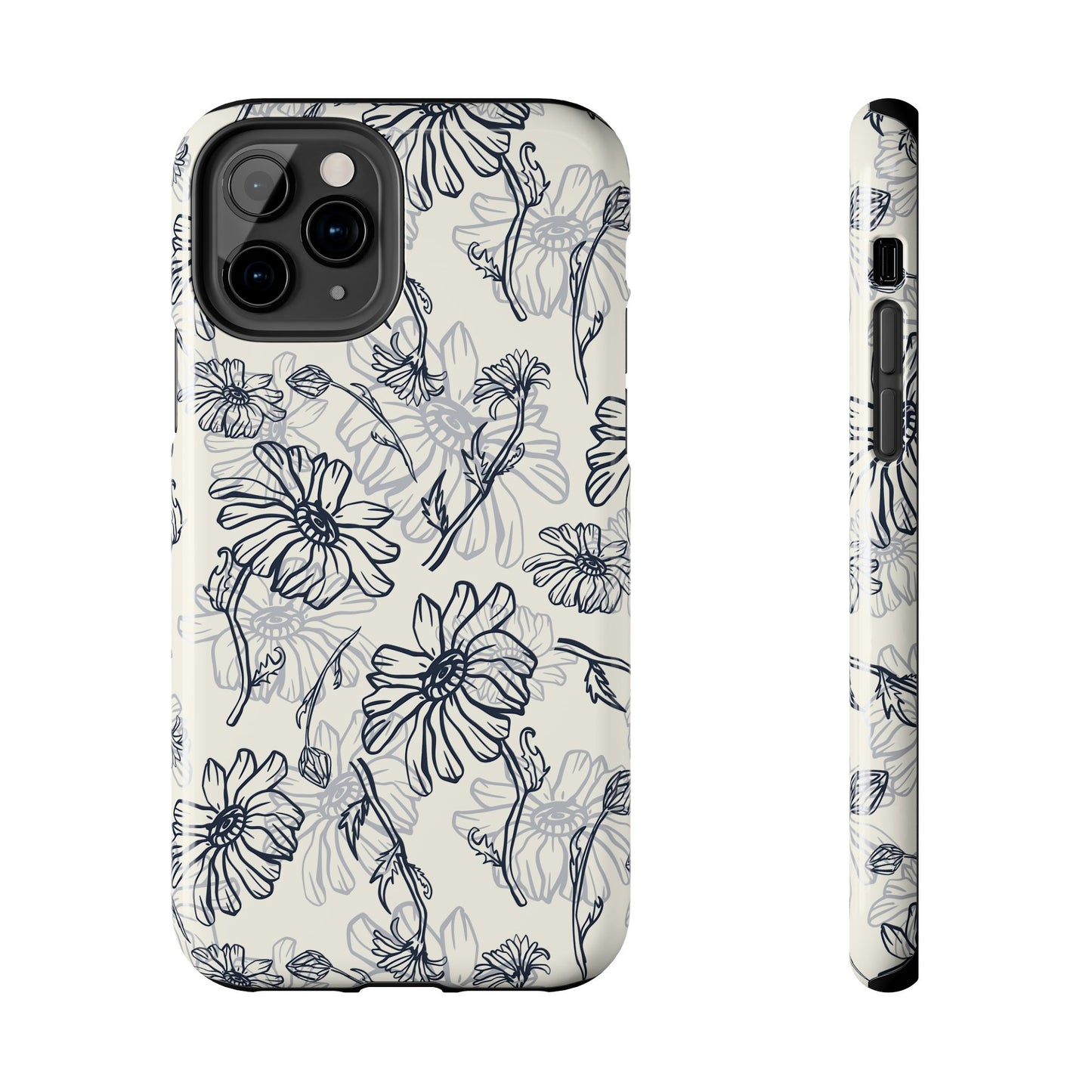 Artsy Flower Drawing Sketch iPhone 11-15 Case - Minimal Phone Case