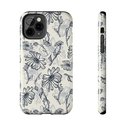 Artsy Flower Drawing Sketch iPhone 11-15 Case - Minimal Phone Case