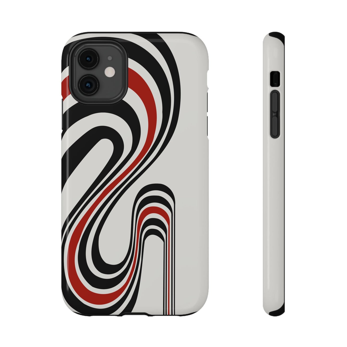 Retro Black & Red Wave Phone Case – MagSafe Compatible for iPhone & Samsung Galaxy