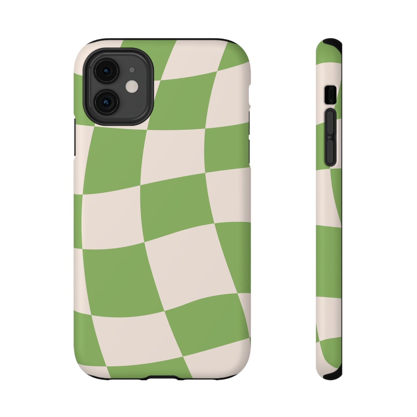 Green Wavy Checkerboard Aesthetic Phone Case – MagSafe Compatible for iPhone & Samsung Galaxy