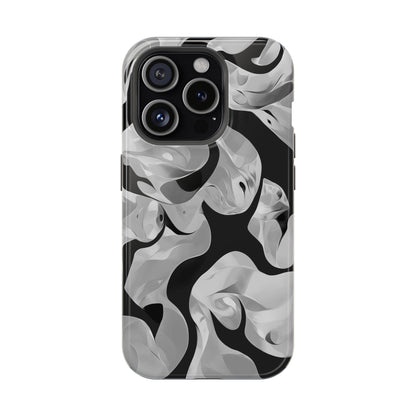 Abstract Monochrome Swirl Phone Case – MagSafe Compatible for iPhone & Samsung Galaxy