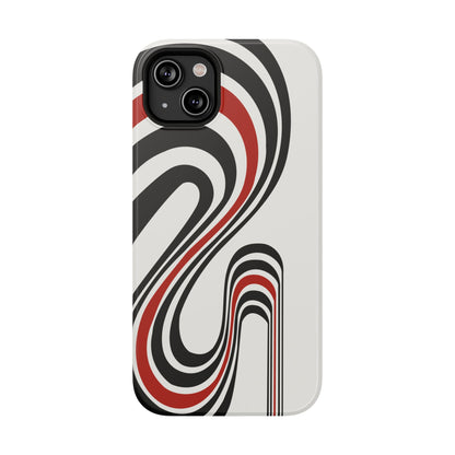Retro Black & Red Wave Phone Case – MagSafe Compatible for iPhone & Samsung Galaxy