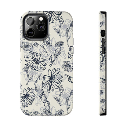 Artsy Flower Drawing Sketch iPhone 11-15 Case - Minimal Phone Case