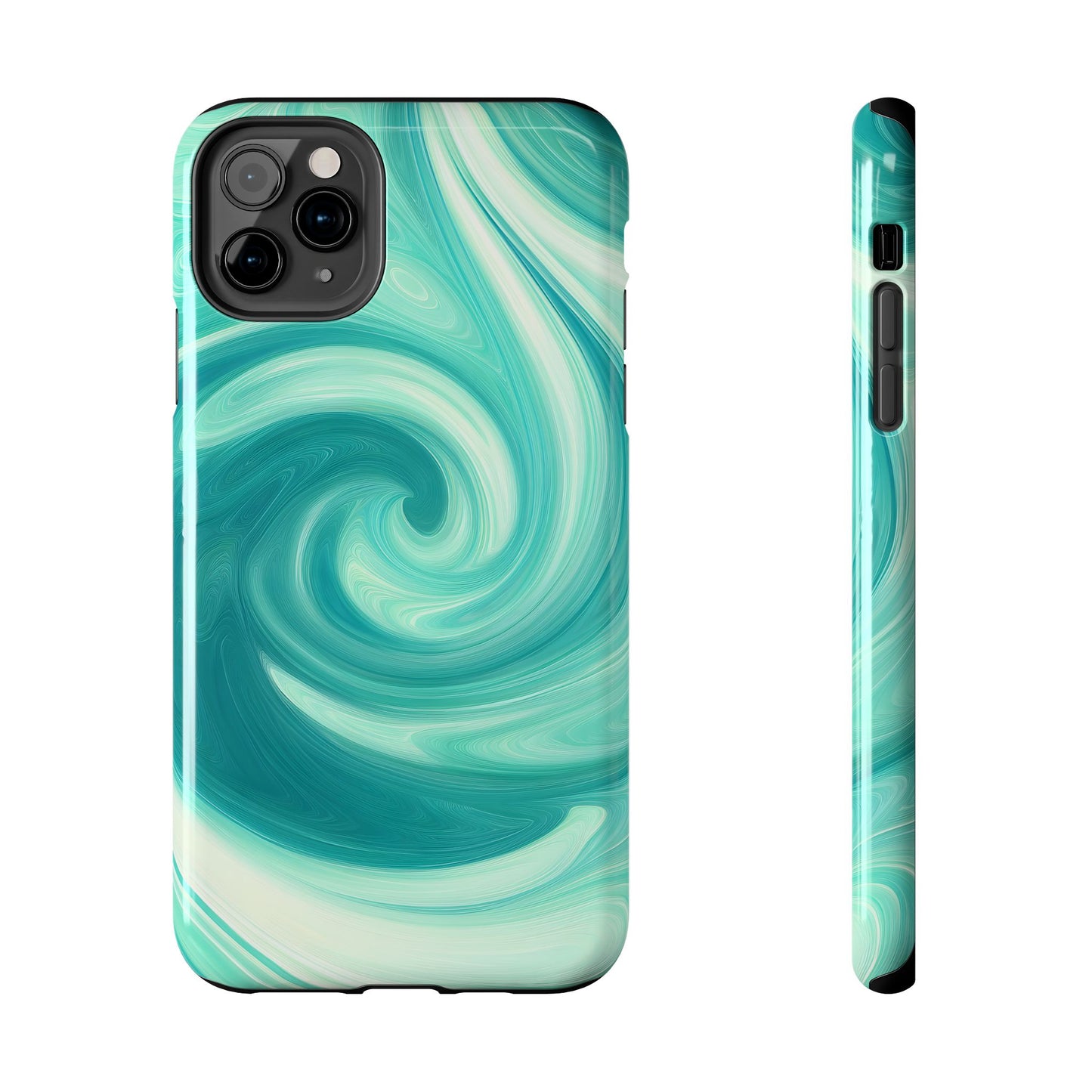 Turquoise Abstract Swirls Tough iPhone Case - iPhone 15-11 All Sizes