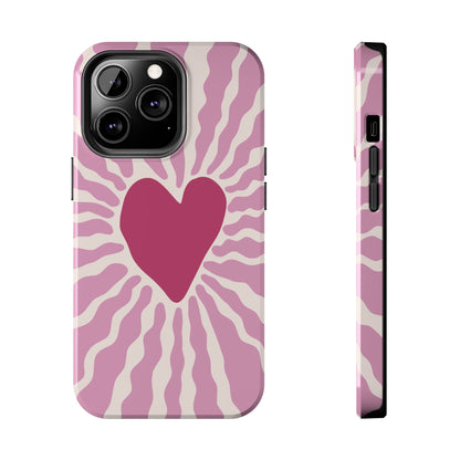 Cute Pink Heart Graphic Phone Case - iPhone 11-15 All Sizes