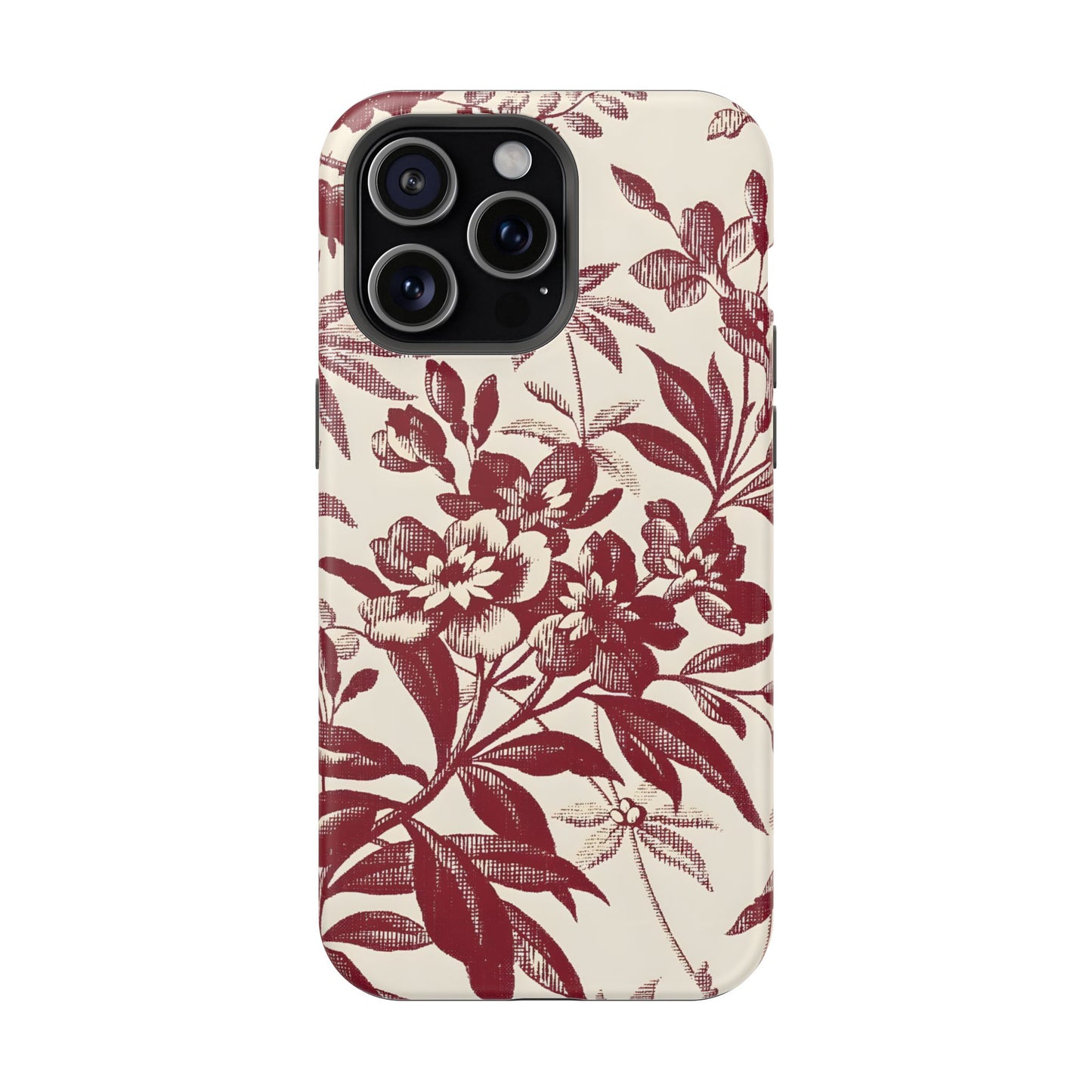 Vintage Maroon Botanical Sketch Phone Case – MagSafe Compatible for iPhone & Samsung Galaxy