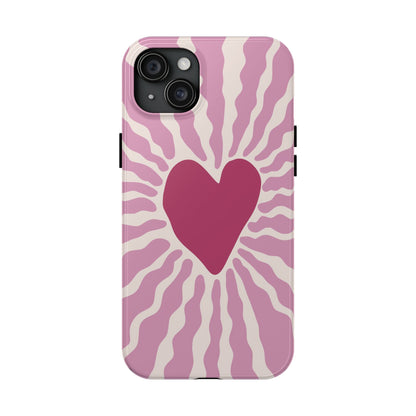 Cute Pink Heart Graphic Phone Case - iPhone 11-15 All Sizes